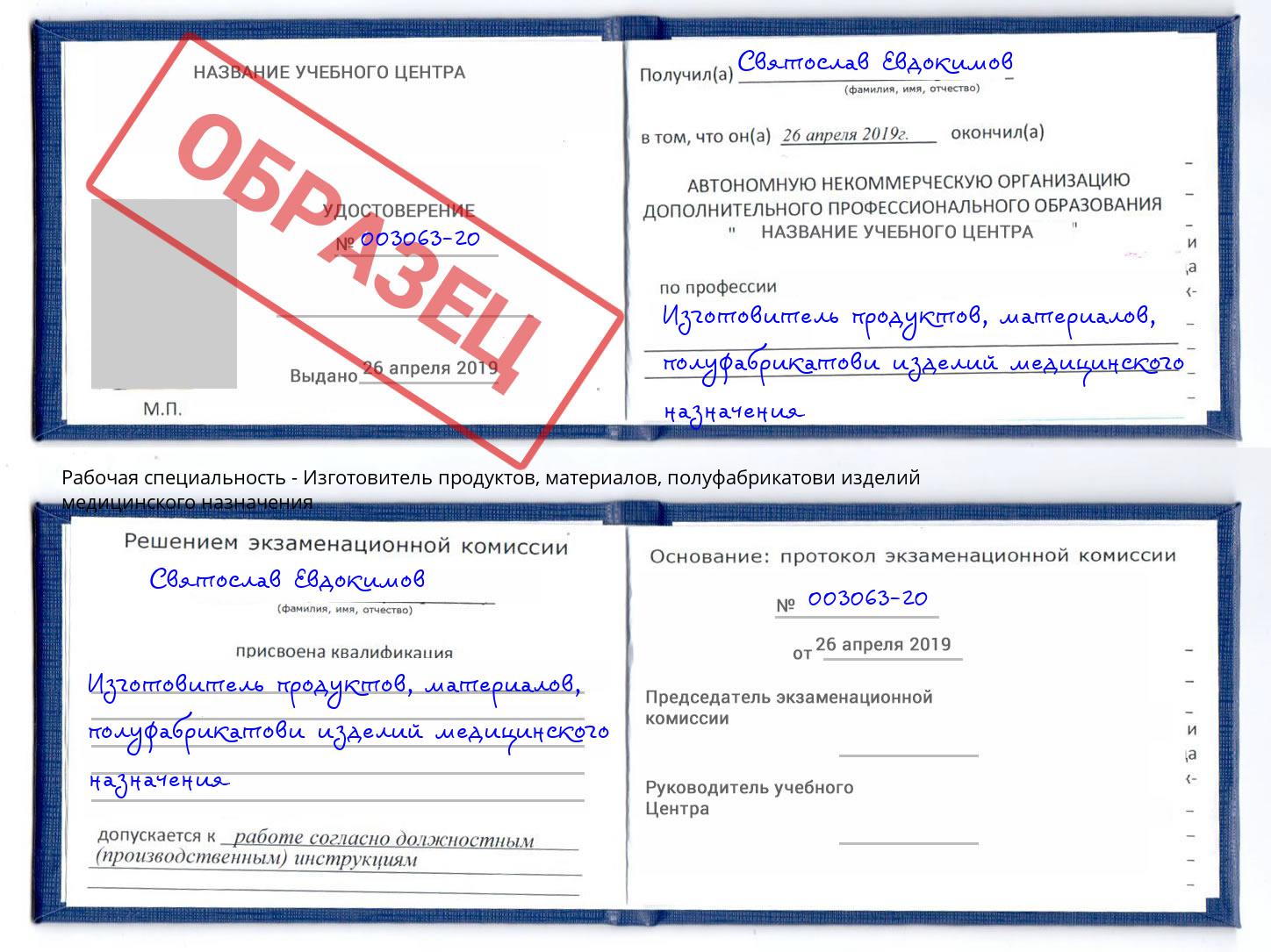 Изготовитель продуктов, материалов, полуфабрикатови изделий медицинского назначения Нурлат