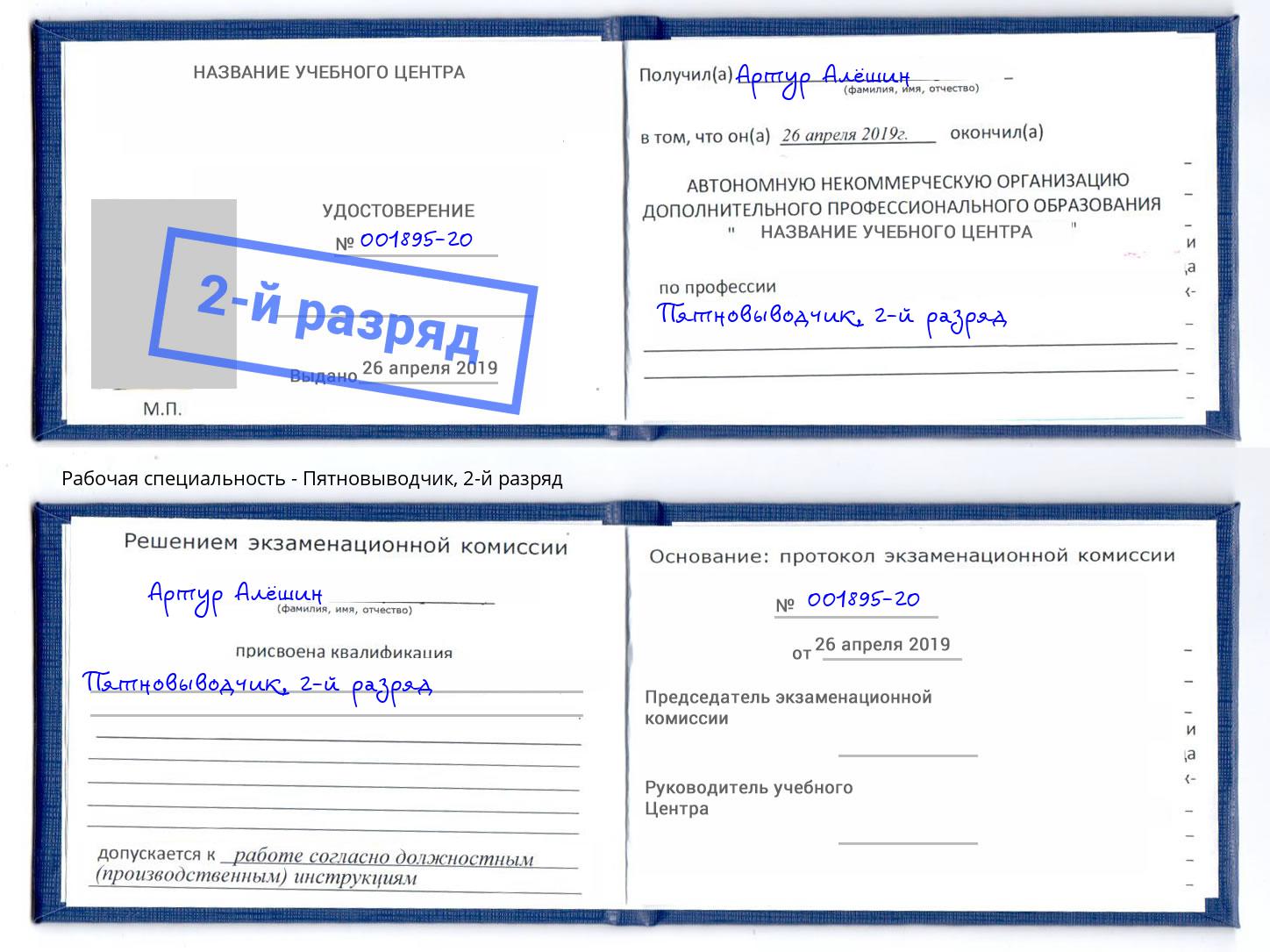 корочка 2-й разряд Пятновыводчик Нурлат